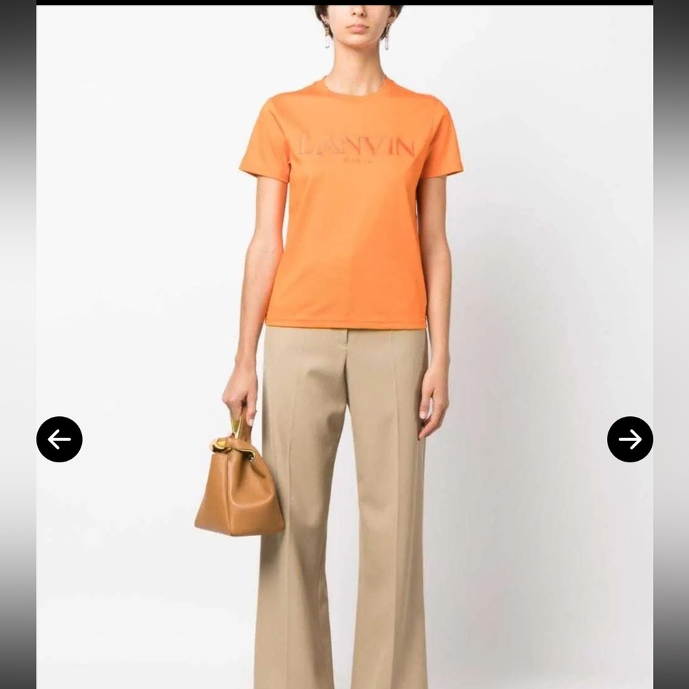 LANVIN Logo-Ebroidered Cotton-Jersey T-Shirt women’s size Large NWT